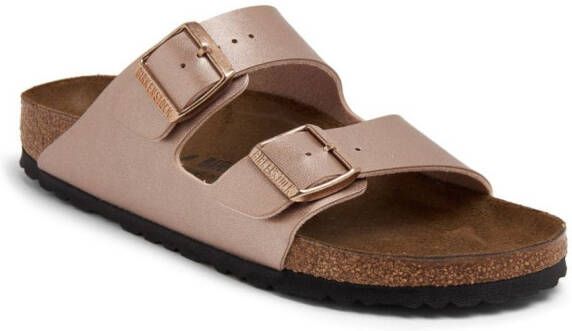 Birkenstock Birko-Flor leren slippers Goud