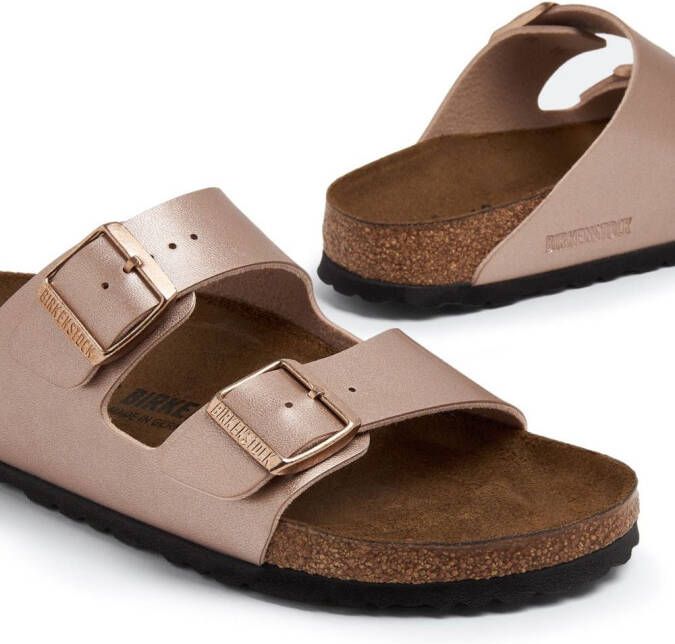 Birkenstock Birko-Flor leren slippers Goud