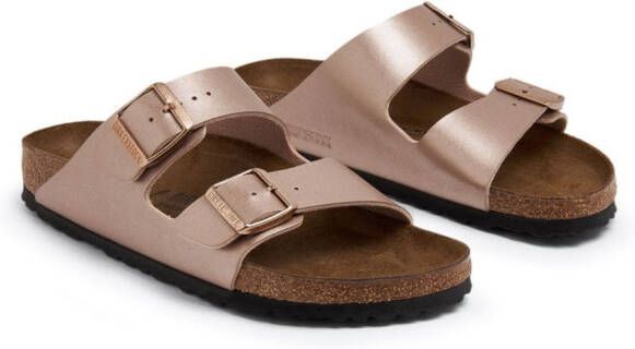 Birkenstock Birko-Flor leren slippers Goud