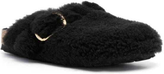 Birkenstock Boston lammy slippers Zwart
