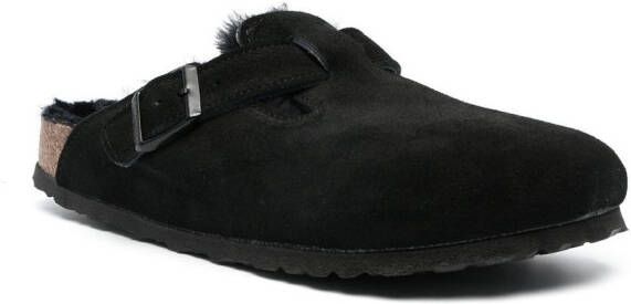 Birkenstock Boston lammy slippers Zwart