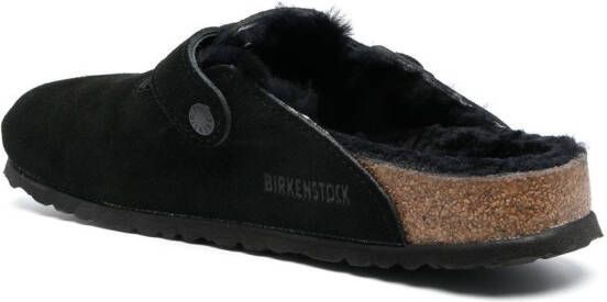 Birkenstock Boston lammy slippers Zwart