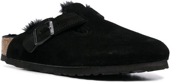 Birkenstock Boston lammy slippers Zwart