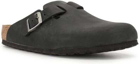 Birkenstock Boston slippers met gesp Zwart