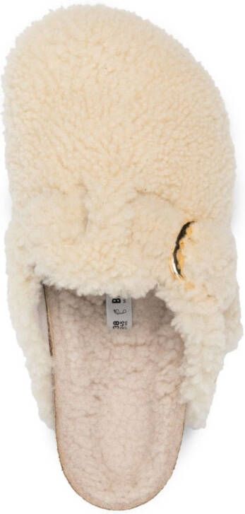 Birkenstock Boston muiltjes met plateauzool en gesp Beige