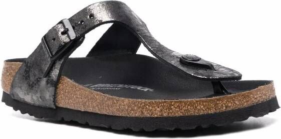 Birkenstock Gizeh teenslippers met gebarsten-effect Zwart