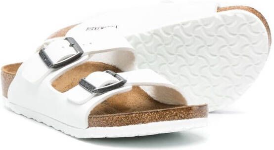 Birkenstock Kids Arizona leren sandalen Wit