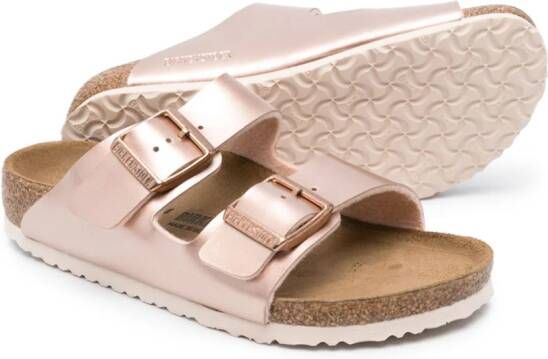 Birkenstock Kids Arizona metallic teenslippers Roze