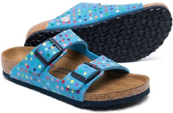 Birkenstock Kids Arizona sandalen met stippen Blauw