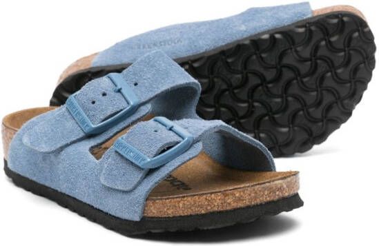 Birkenstock Kids Arizona suède sandalen Blauw