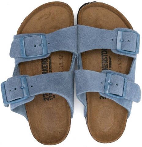 Birkenstock Kids Arizona suède sandalen Blauw