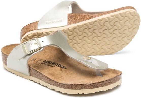 Birkenstock Kids Gizeh sandalen met metallic-effect Grijs