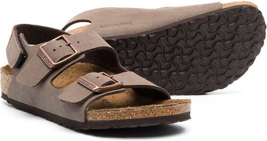 Birkenstock Kids New York sandalen met gesp Bruin