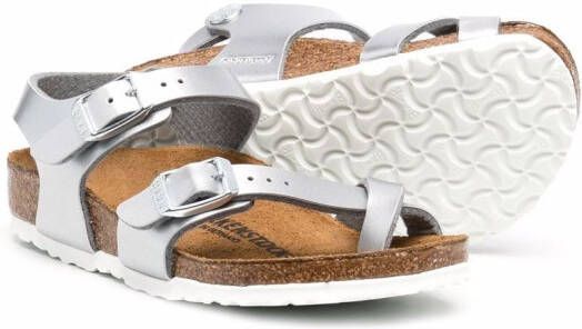Birkenstock Kids Taormina metallic sandalen Zilver
