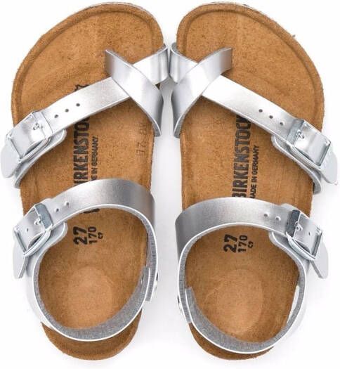 Birkenstock Kids Taormina metallic sandalen Zilver