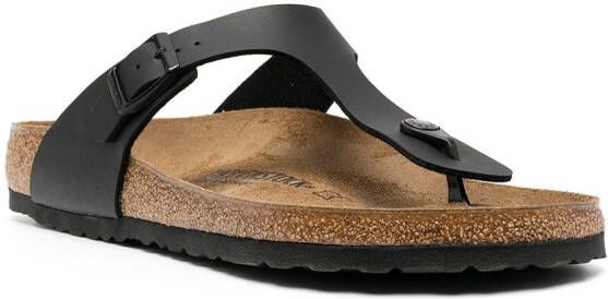 Birkenstock Leren teenslippers Zwart