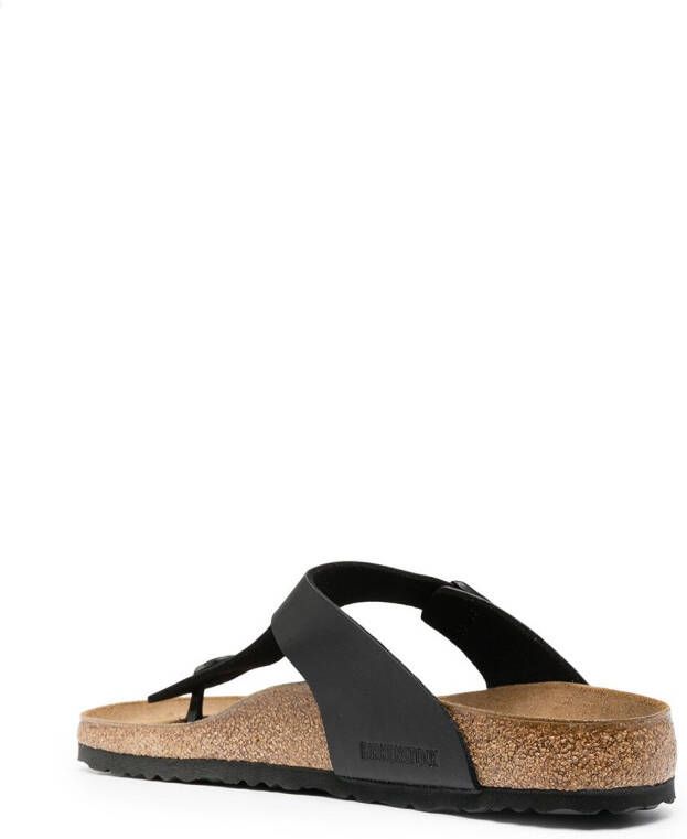 Birkenstock Leren teenslippers Zwart