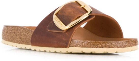 Birkenstock Madrid geoliede sandalen Bruin