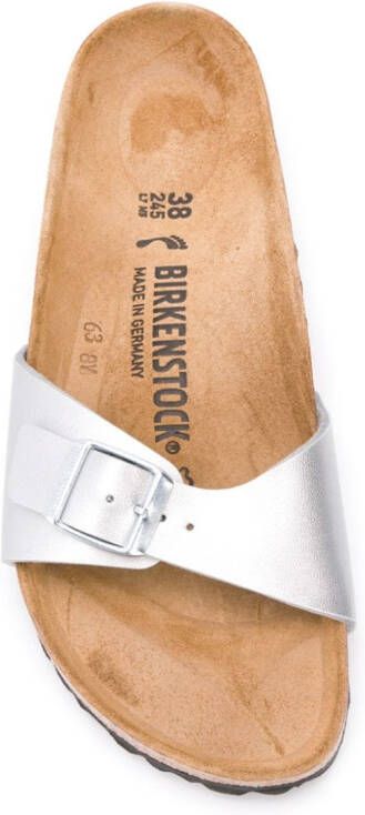 Birkenstock Madrid geoliede sandalen Zilver