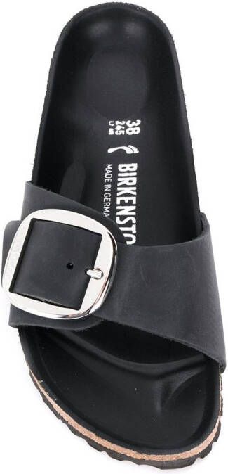 Birkenstock Madrid geoliede sandalen Zwart