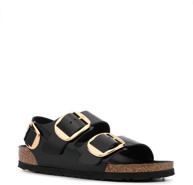 Birkenstock Milano leren sandalen Zwart