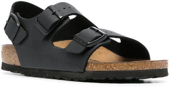 Birkenstock Milano sandalen met dubbele gesp Zwart