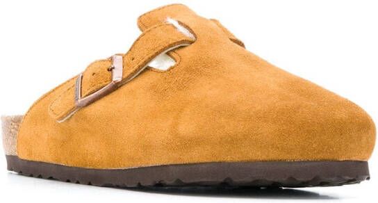 Birkenstock Slippers met lammy afwerking Bruin