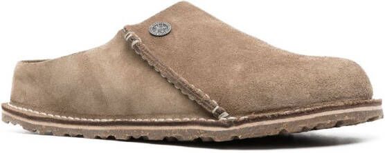 Birkenstock Zermatt slippers met logo Bruin