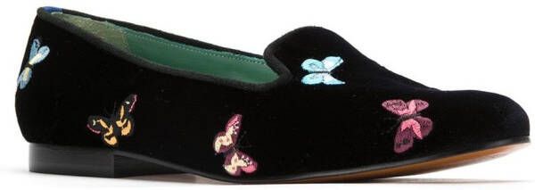 Blue Bird Shoes Borboleta fluwelen loafers Zwart
