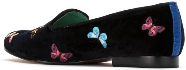 Blue Bird Shoes Borboleta fluwelen loafers Zwart