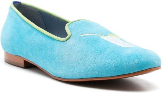 Blue Bird Shoes Suède loafers Blauw