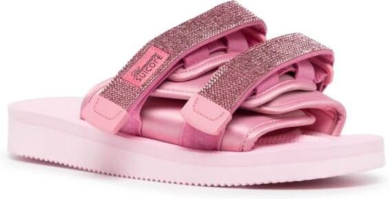 Blumarine x Suicoke slippers verfraaid met stras Roze