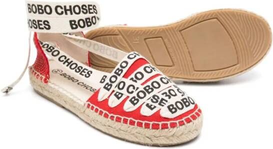 Bobo Choses Katoenen espadrilles met veters Rood