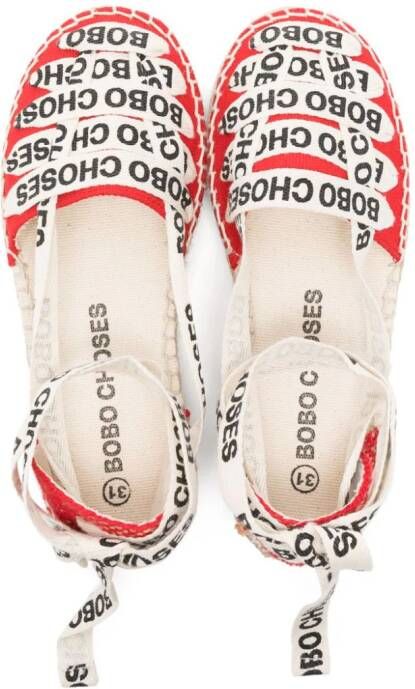 Bobo Choses Katoenen espadrilles met veters Rood