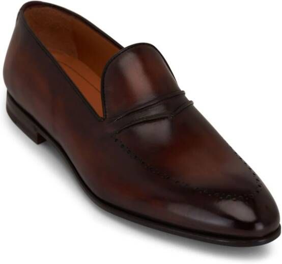 Bontoni Geperforeerde leren loafers Bruin