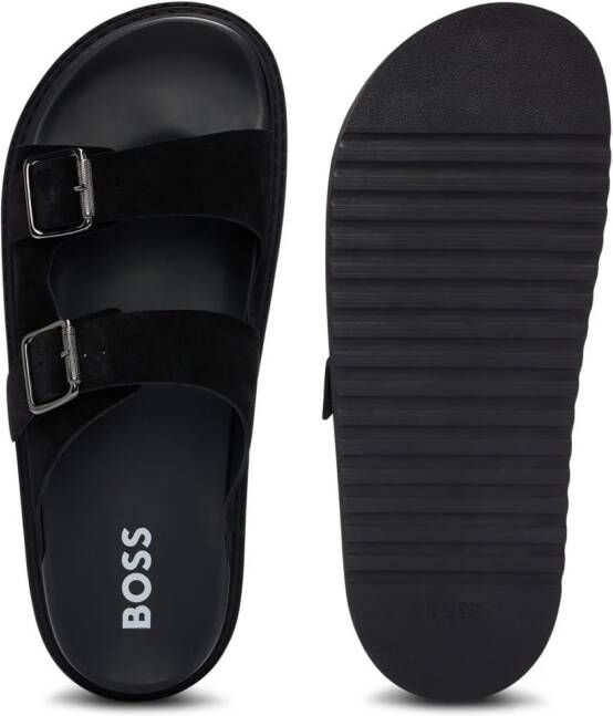 BOSS Cliff suède slippers Zwart