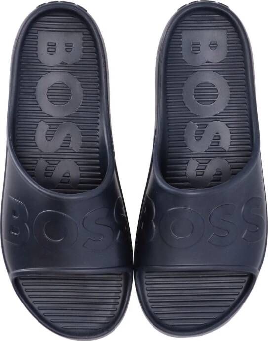 BOSS Slippers met logo-reliëf Blauw