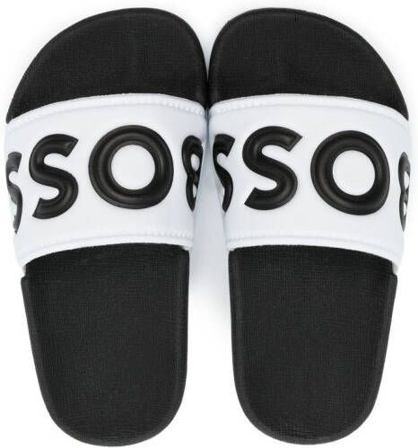BOSS Kidswear Slippers met colourblocking Wit
