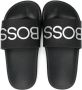 BOSS Kidswear Slippers met logo-reliëf Zwart - Thumbnail 3