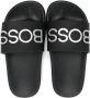 BOSS Kidswear Slippers met logo-reliëf Zwart - Thumbnail 4