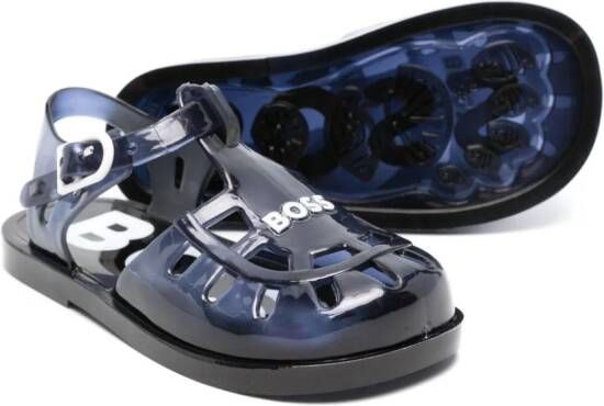 BOSS Kidswear Jelly sandalen met logo-reliëf Blauw