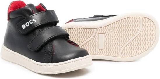 BOSS Kidswear Leren sneakers Zwart