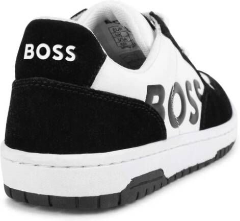 BOSS Kidswear Leren sneakers Zwart