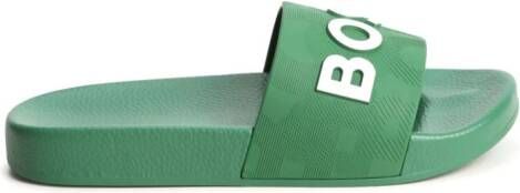 BOSS Kidswear Slippers met logo-reliëf Groen