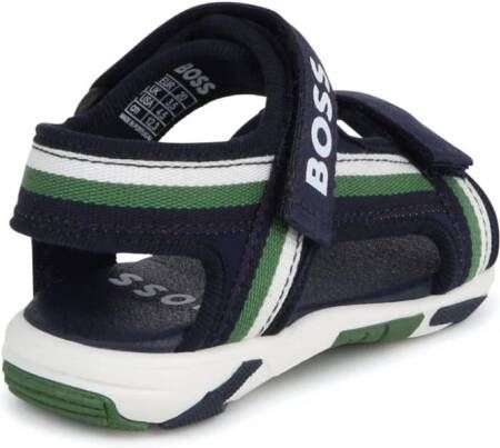 BOSS Kidswear Sandalen met logoprint Blauw