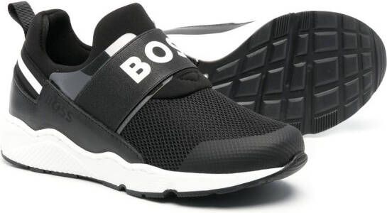 BOSS Kidswear Sneakers met logoband Zwart