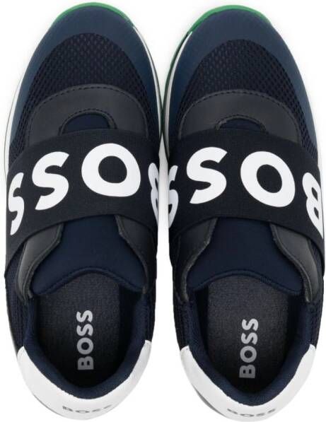 BOSS Kidswear Sneakers met logoband Blauw