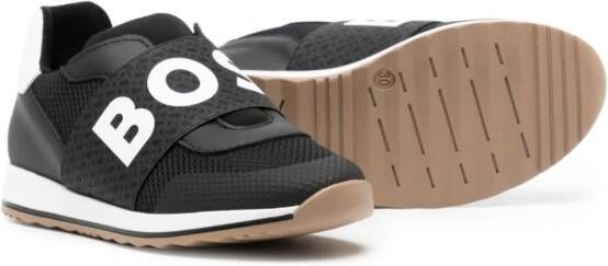 BOSS Kidswear Sneakers met logoband Zwart