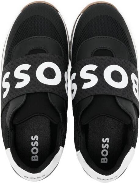 BOSS Kidswear Sneakers met logoband Zwart