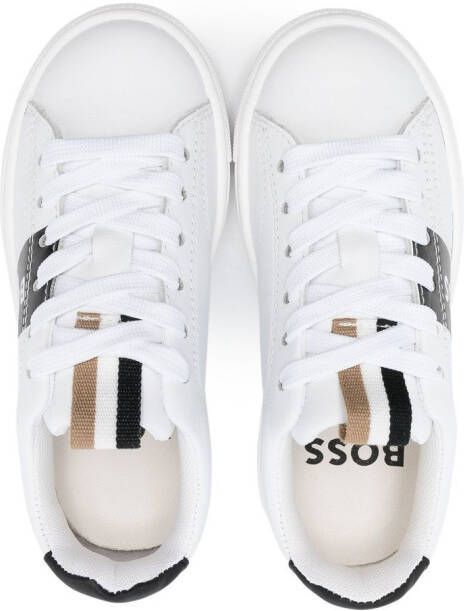 BOSS Kidswear Sneakers met logostreep Wit